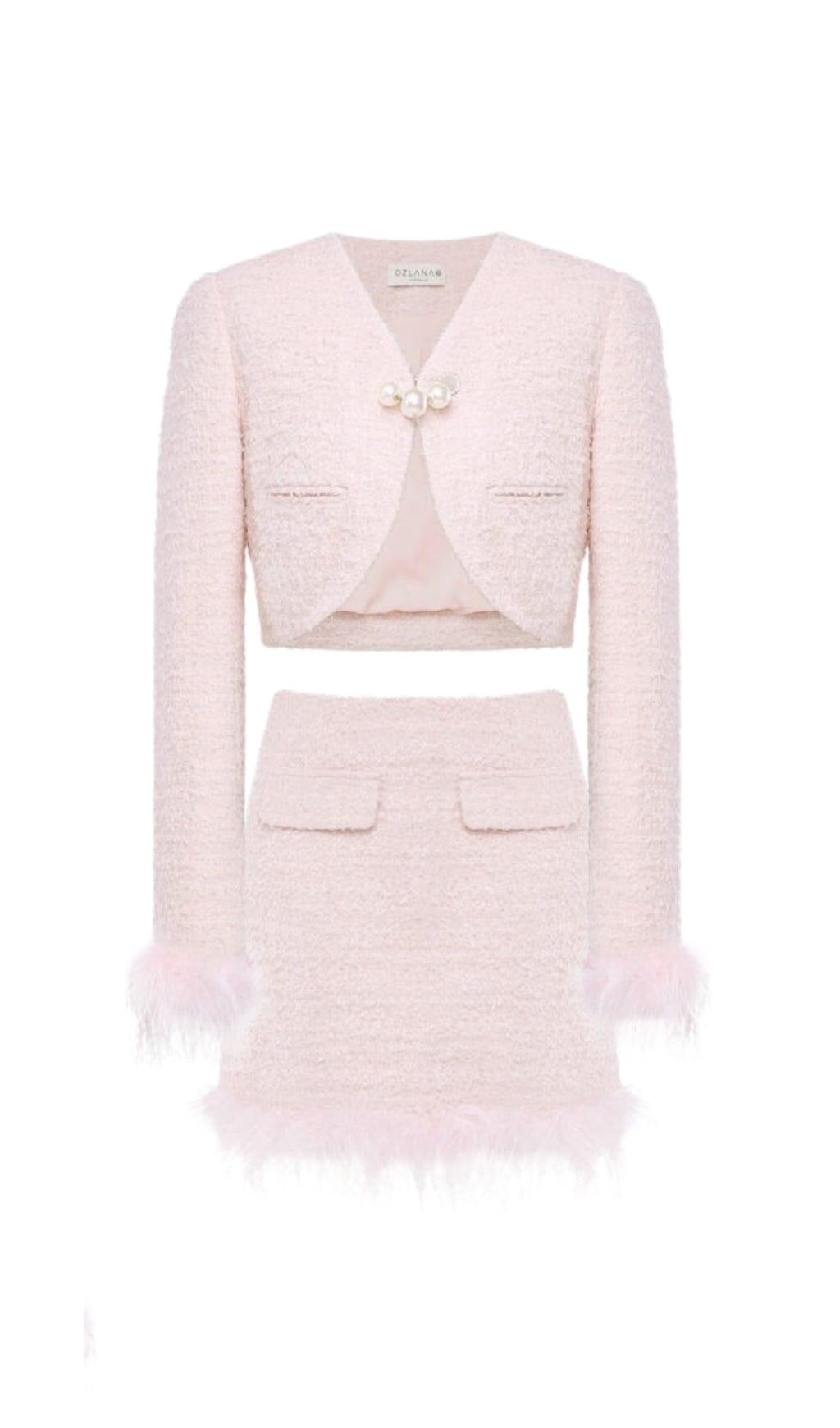 SET DI PROFUMI CON PIUME E NAPPINE CON PERLINE ROSA