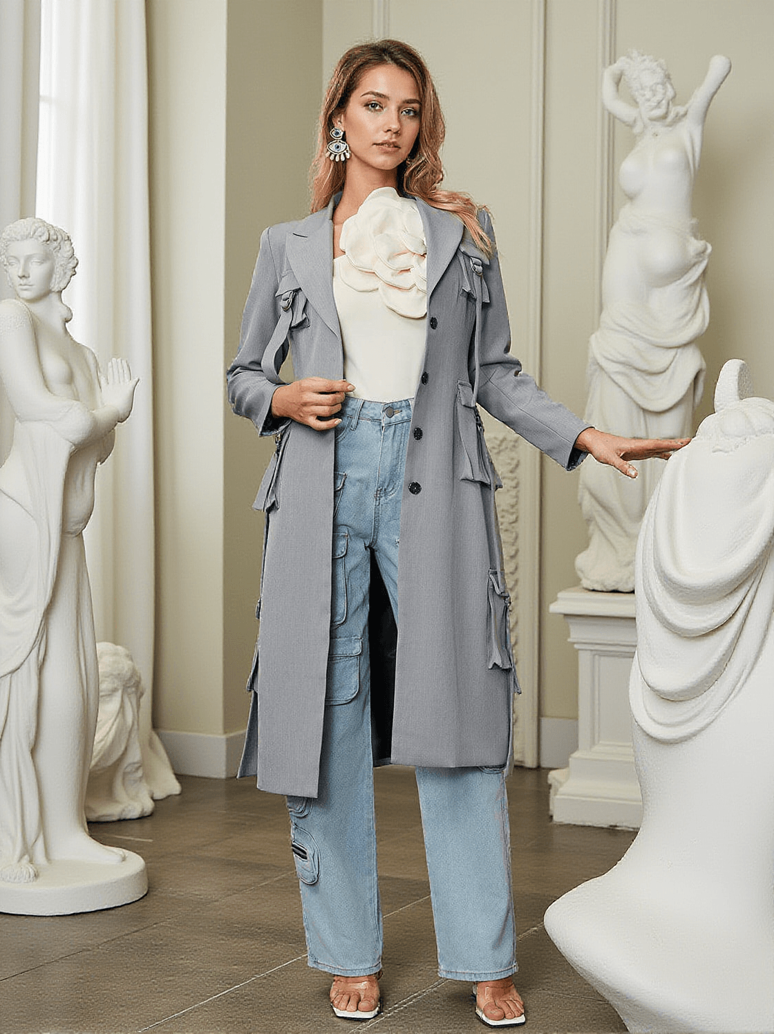 LILINOE POCKET LONG BLAZER COAT