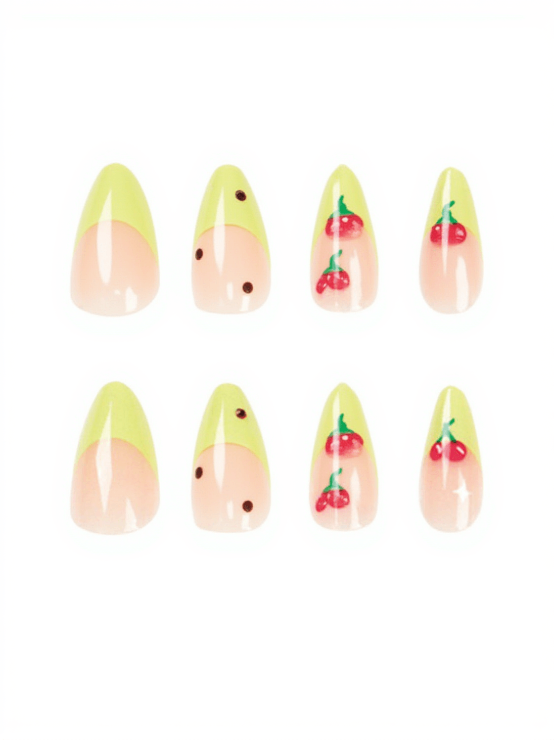 Unghie finte con bordo verde ciliegia