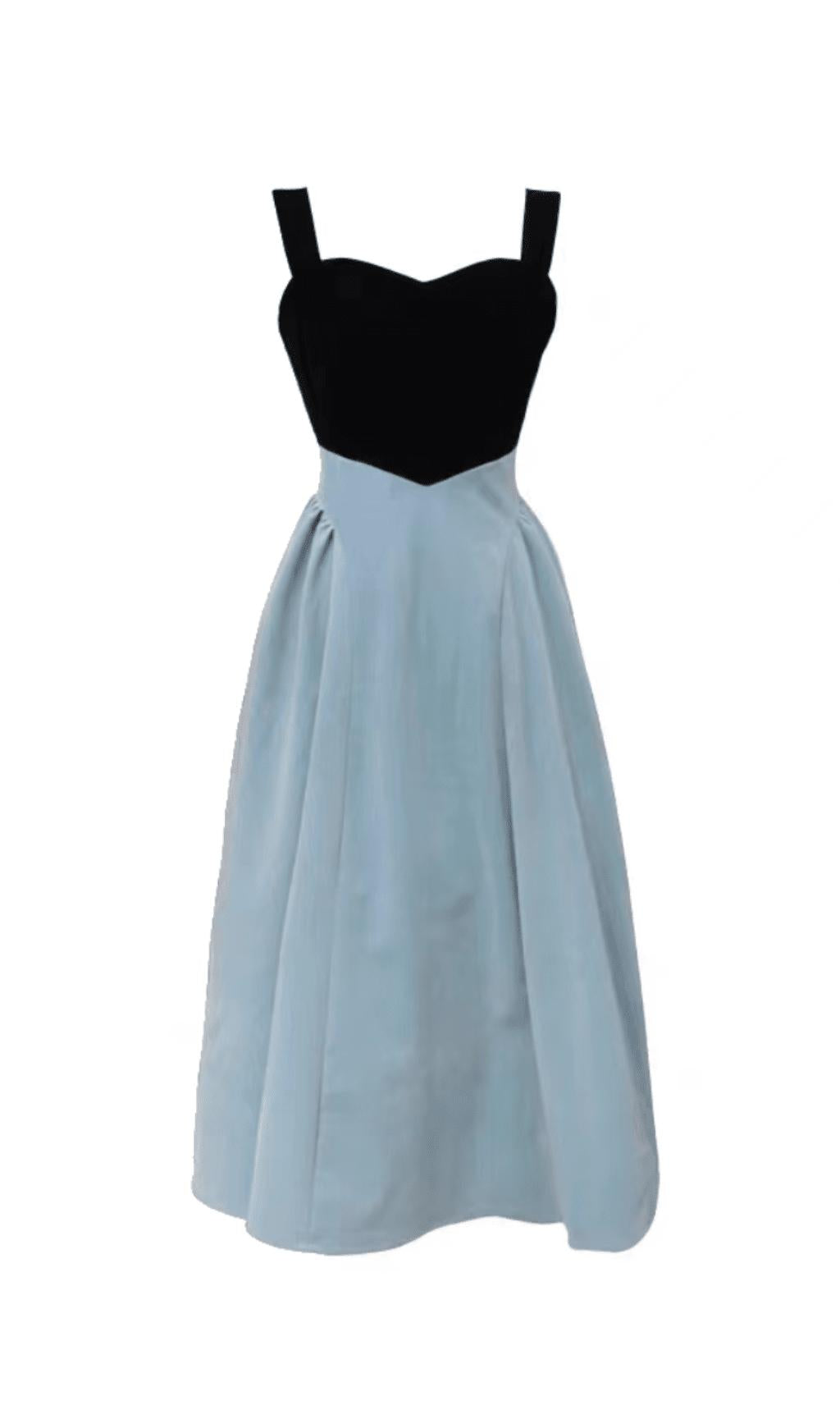 Minimalistisches Kleid mit Spandex-Nähten in Schwarz und Blau