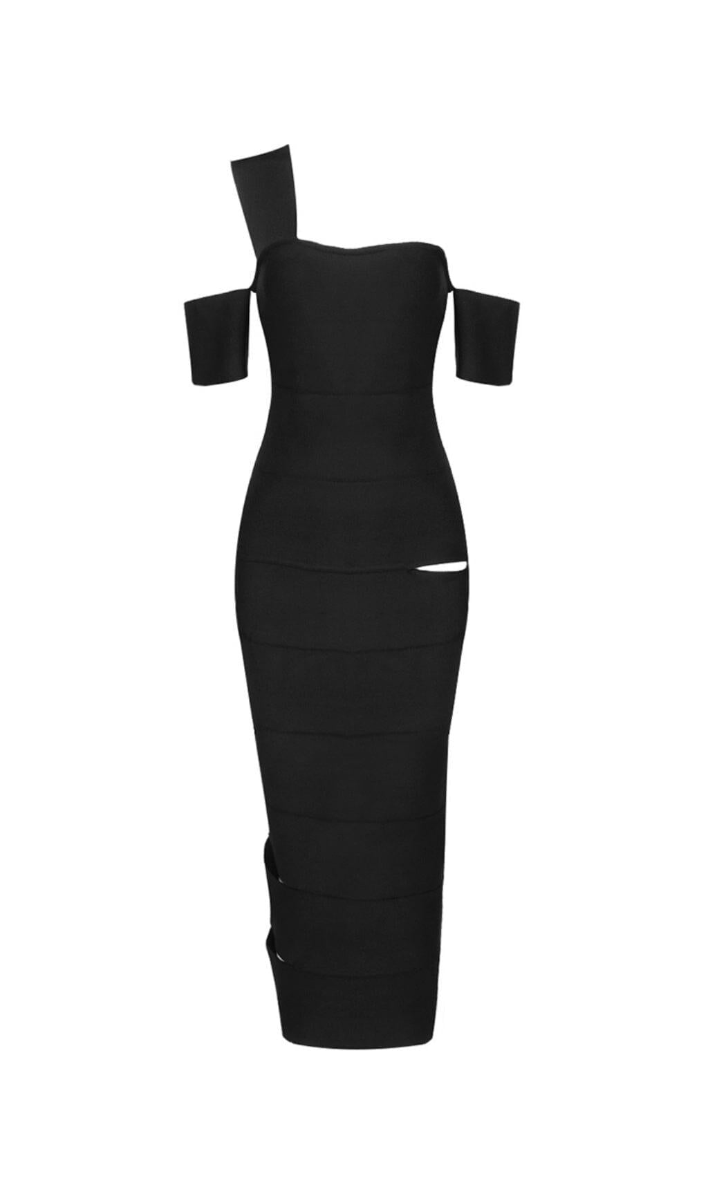 AIIZIE BANDAGE-STYLE HOLLOWED-OUT SHEATH DRESS IN BLACK - product image