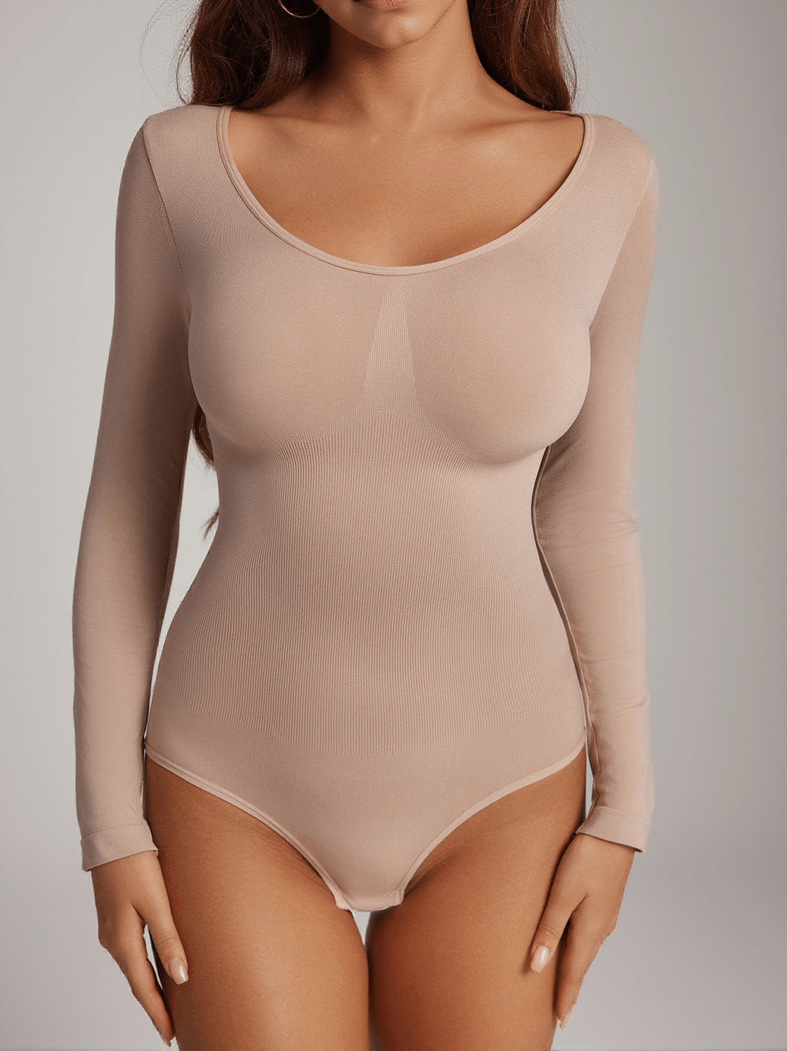 Body modellante a maniche lunghe Shaun color carne