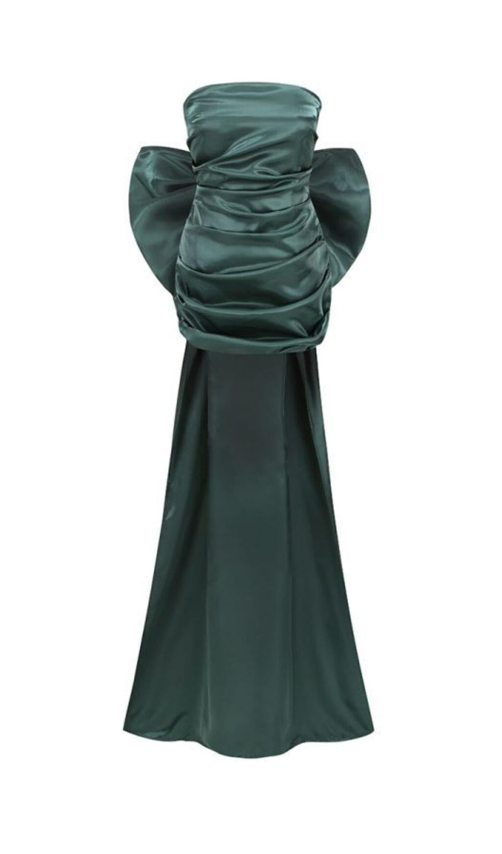 TRÄGERLOSES MINIKLEID MIT SCHLEIFE IN GRÜN