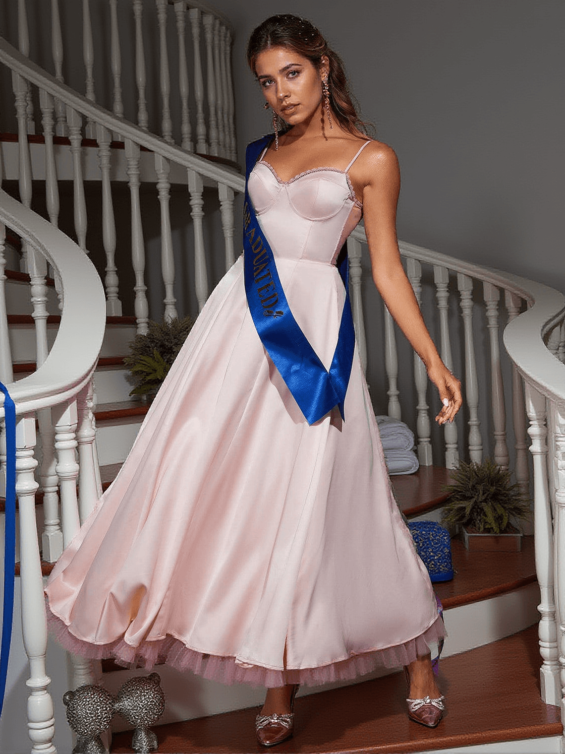 Abraxas Spaghetti-Patchwork-Satinkleid