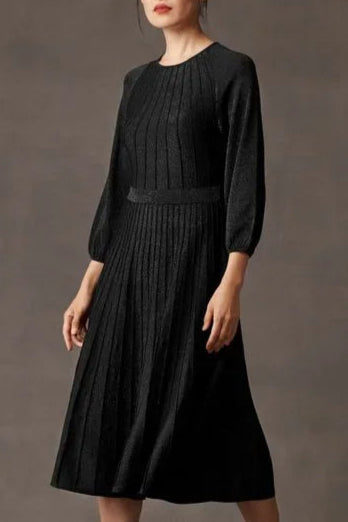 Abito in maglia midi nero metallizzato