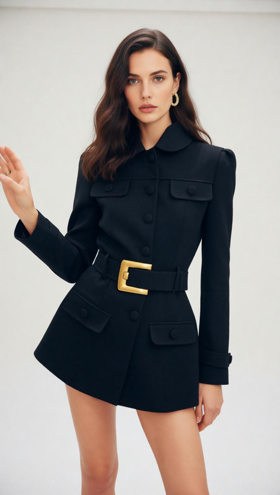 Jadran Power Peplum Blazer | Rich Burgundy Tailored Jacket with Gold Buckle