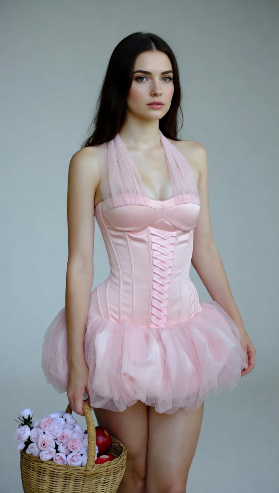 AIIZIE Jerrell Pink Coquette Halter Corset Tutu Mini Dress - Balletcore Style - product image