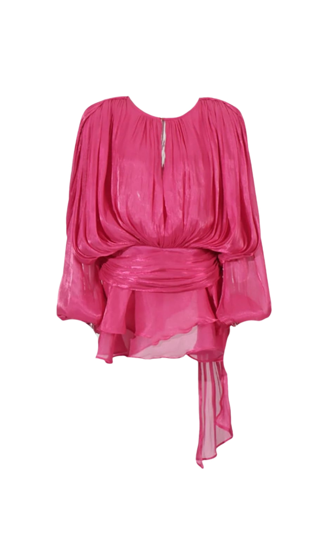 Hermosa – Minikleid mit Ballonärmeln und Rüschen in Rosérot