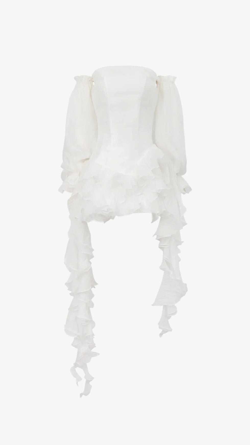 STRAPLESS RUFFLE RIBBON MINI DRESS