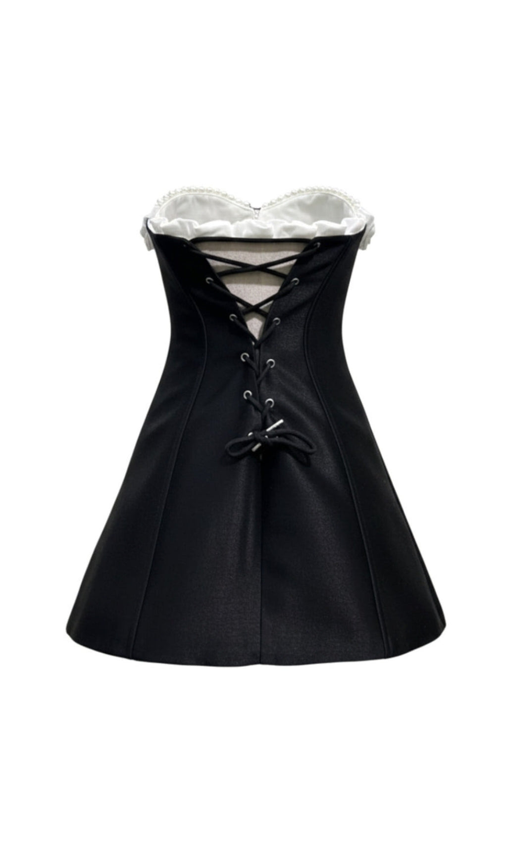 AIIZIE GLADYS STRAPLESS 3D FLORAL CORSET A-LINE DRESS IN BLACK - product image