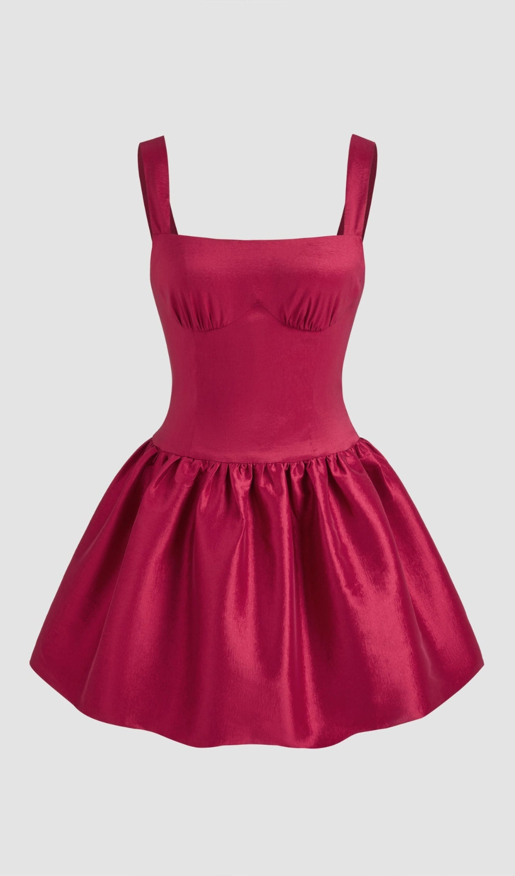 Minikleid mit quadratischem Ausschnitt und Schleife und Reißverschluss in Rot