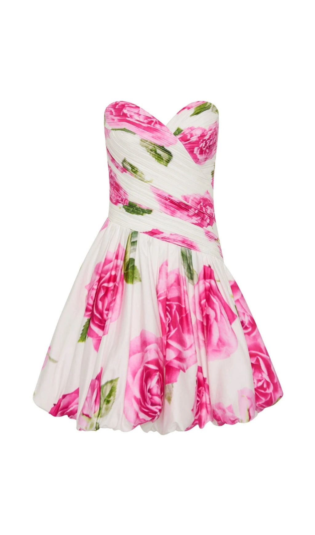 ROSE LIGHT BUBBLE HEM STRAPLESS MINI DRESS