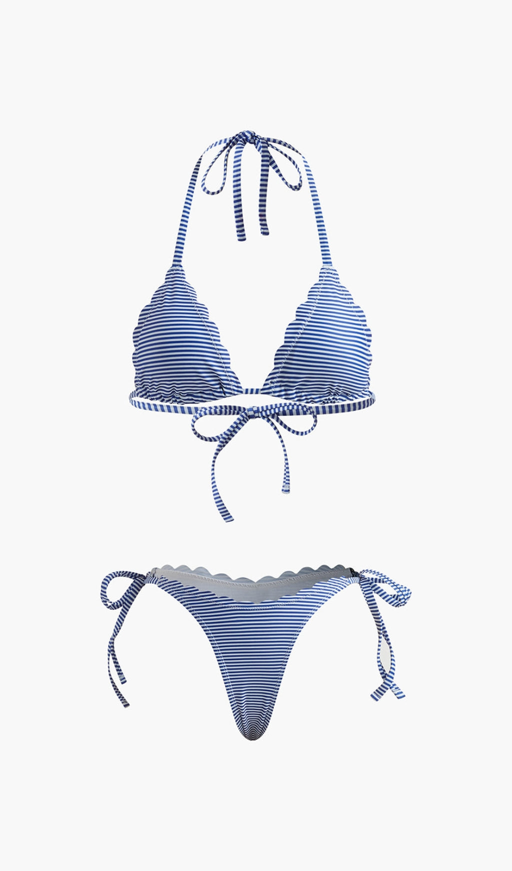 Bikini imbottito rimovibile a righe con scollo all'americana