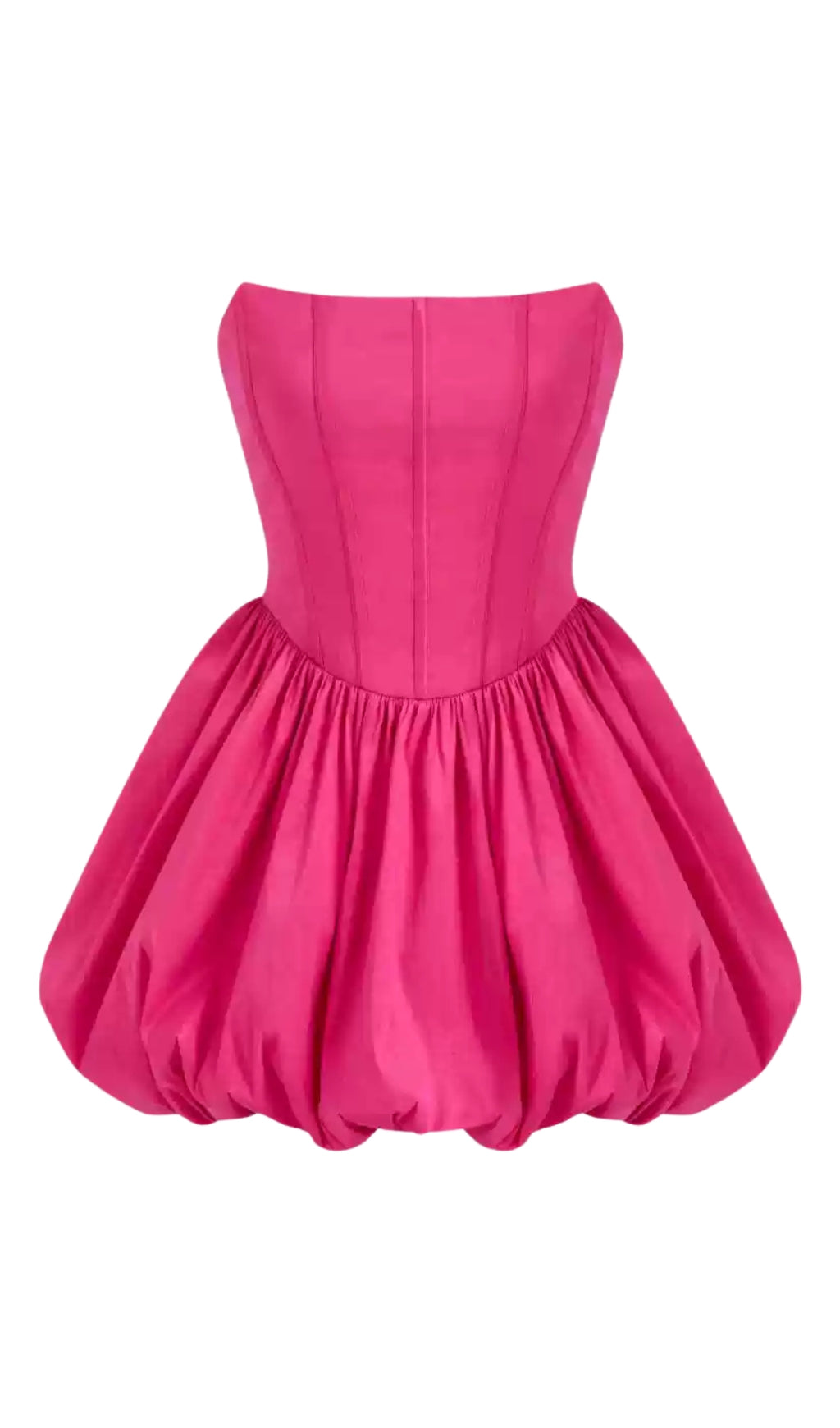 Mini abito senza spalline a bolle in fucsia