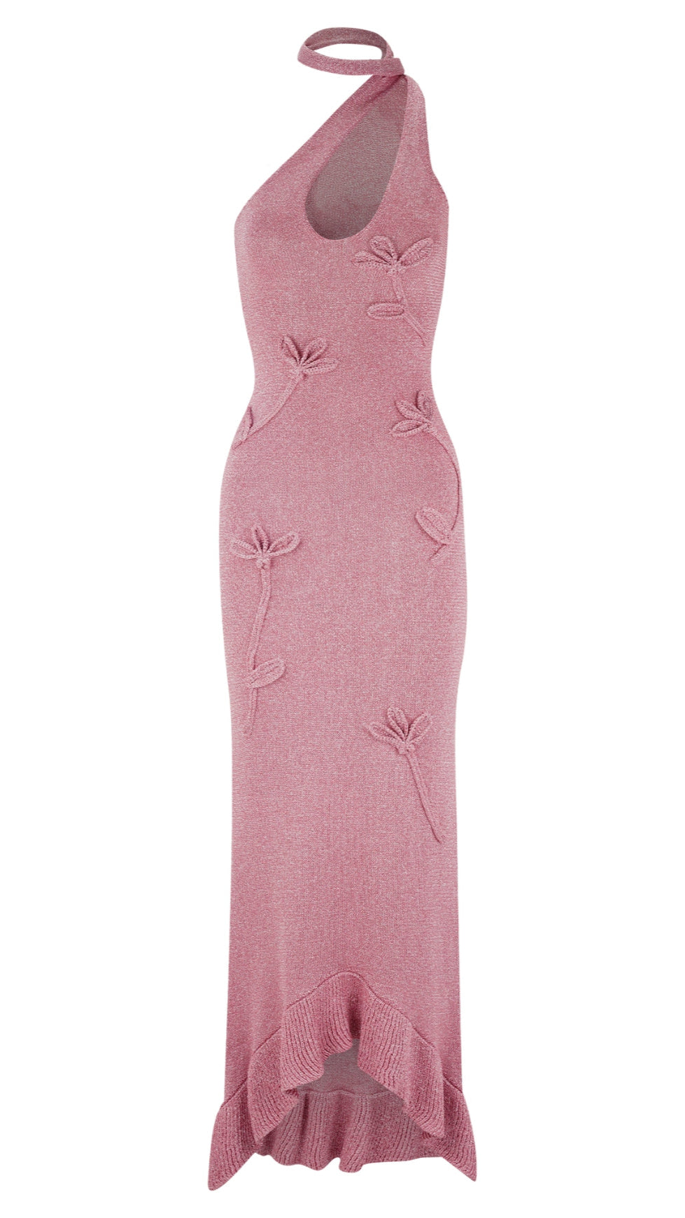 CELESTINO FLORAL METALLIC KNIT MAXI DRESS - PINK