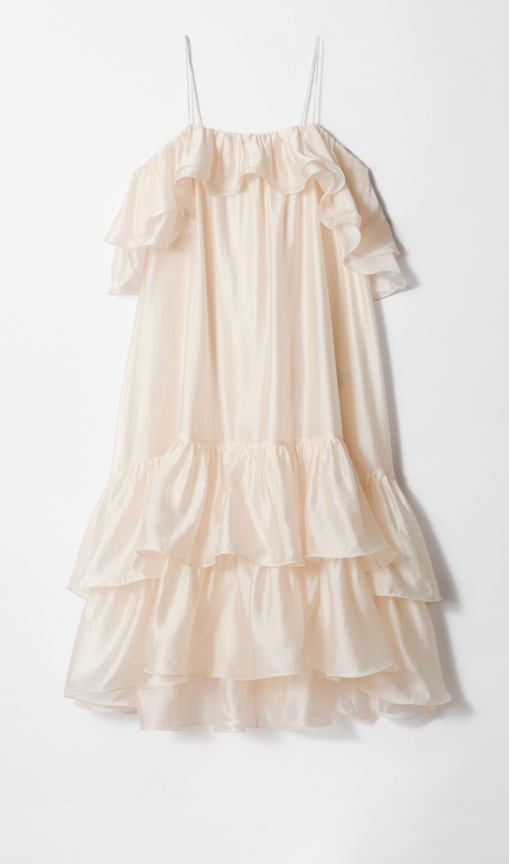 HEDWIG OFF-SHOULDER FLORAL PRINTED RUFFLE MAXI DRESS IN BEIGE