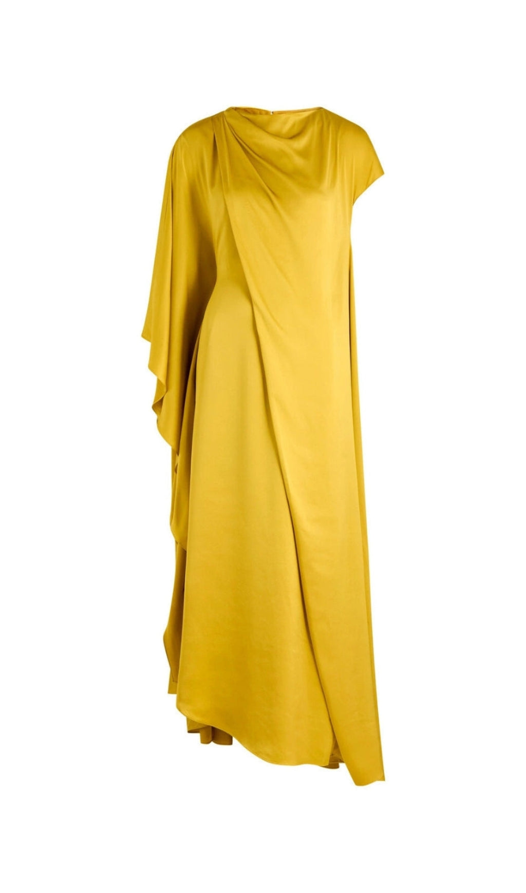 YELLOW DRAPED SILK MAXI DRESS