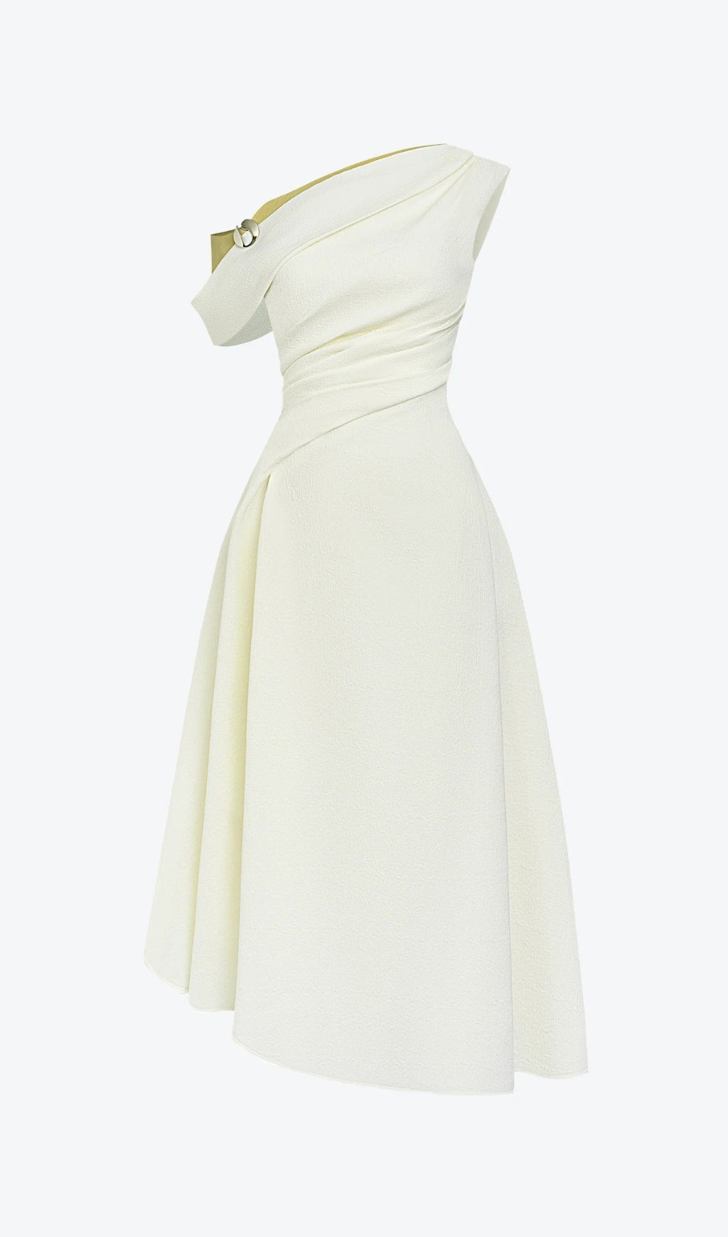LUCY ONE-SHOULDER A-LINE MIDI DRESS IN WHITE
