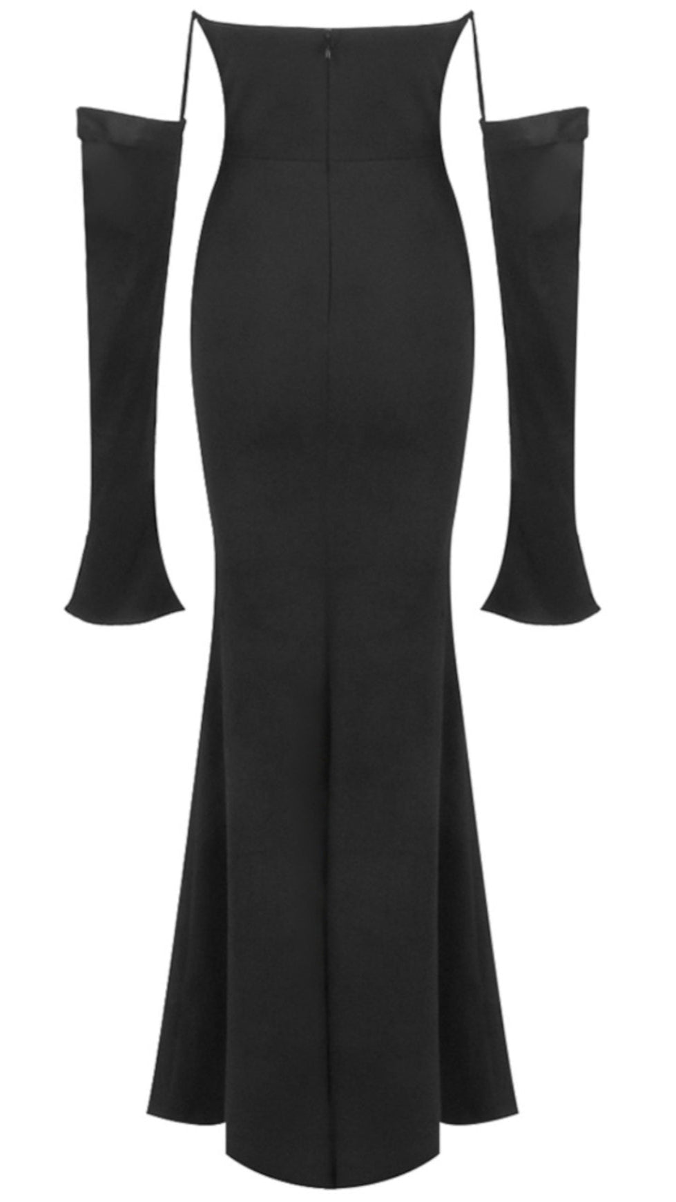 AIIZIE LONG SLEEVE STRAPLESS DRAPED MAXI DRESS BLACK - product image
