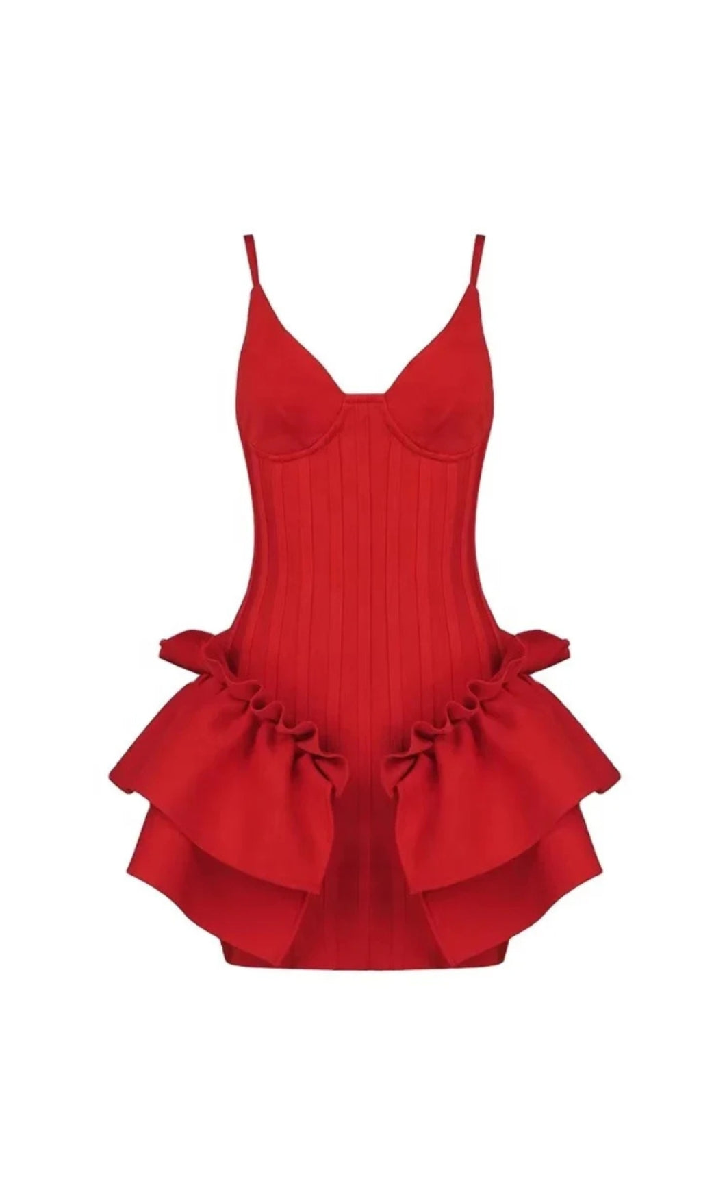 MARCIA SLEEVELESS SEQUINS FLOWER BANDAGE MINI DRESS IN RED