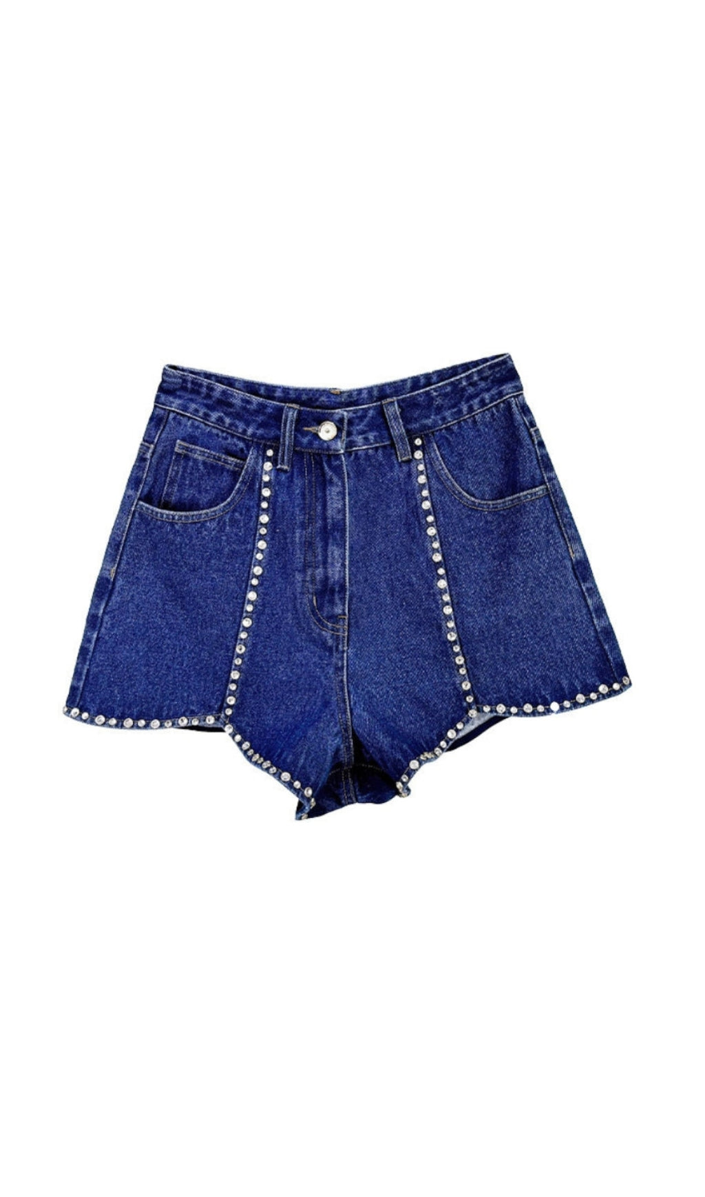 Strass-Jeansshorts in Blau