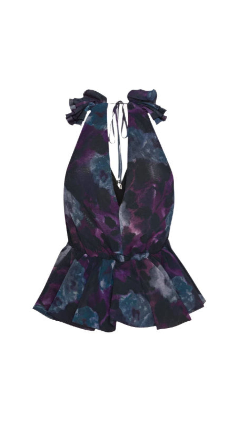 FLORAL PRINT CHIFFON RUFFLE TOP