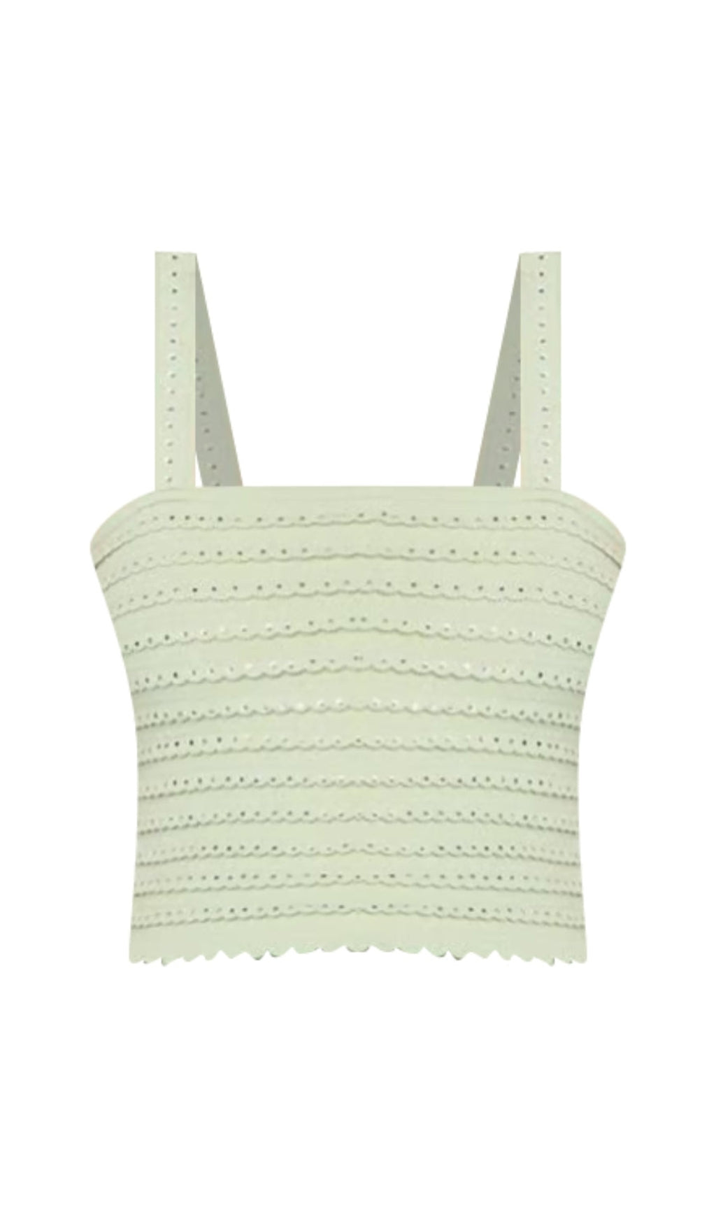 RHINESTONE TRIM KNIT CROP TOP IN ALMOND GREEN