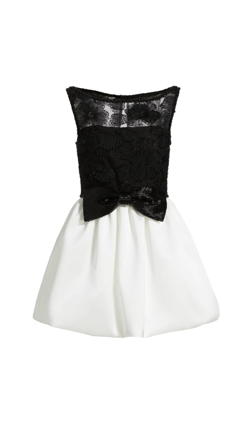 Schwarz-weißes Tüll-Minikleid