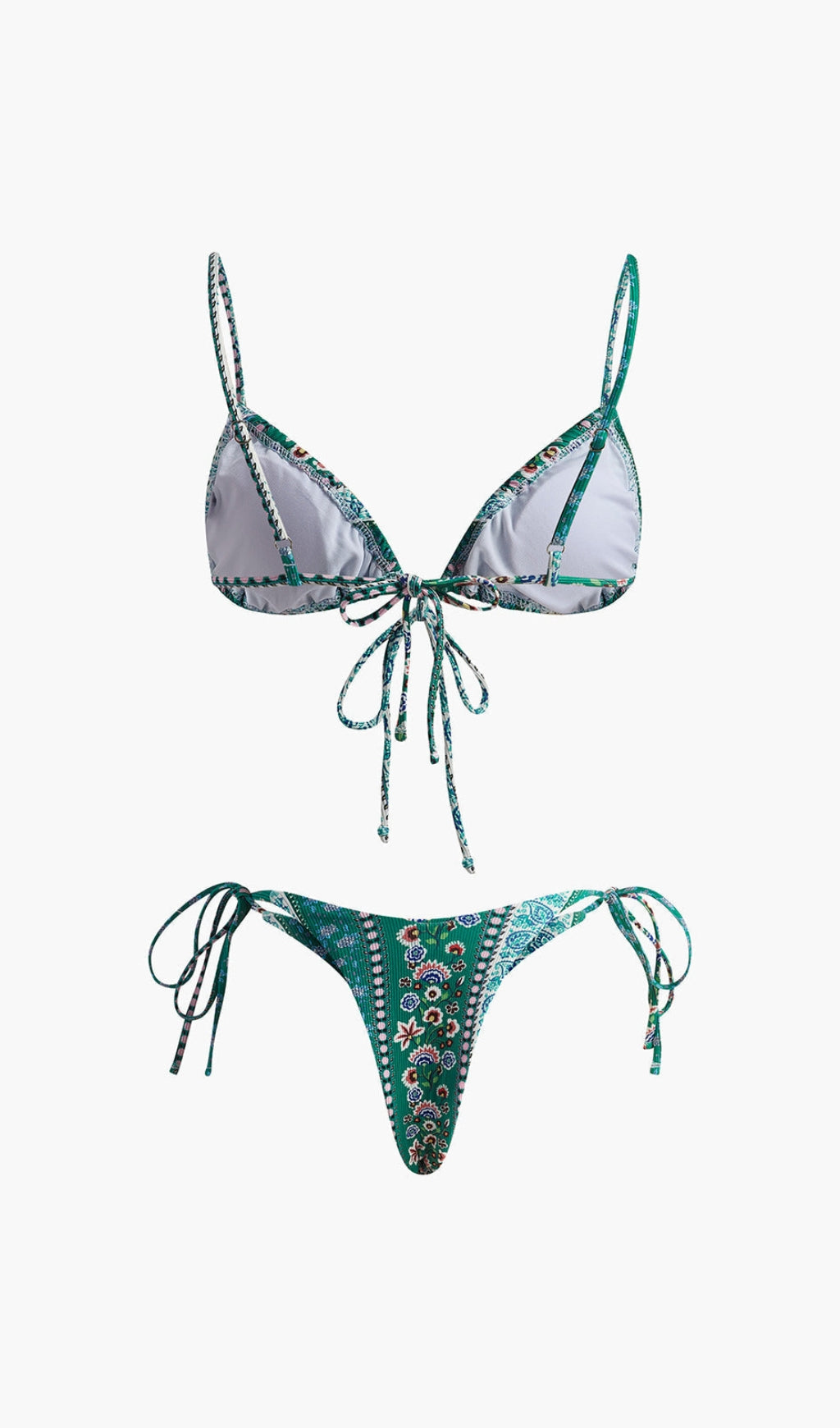 Bikini con lacci anteriori floreali