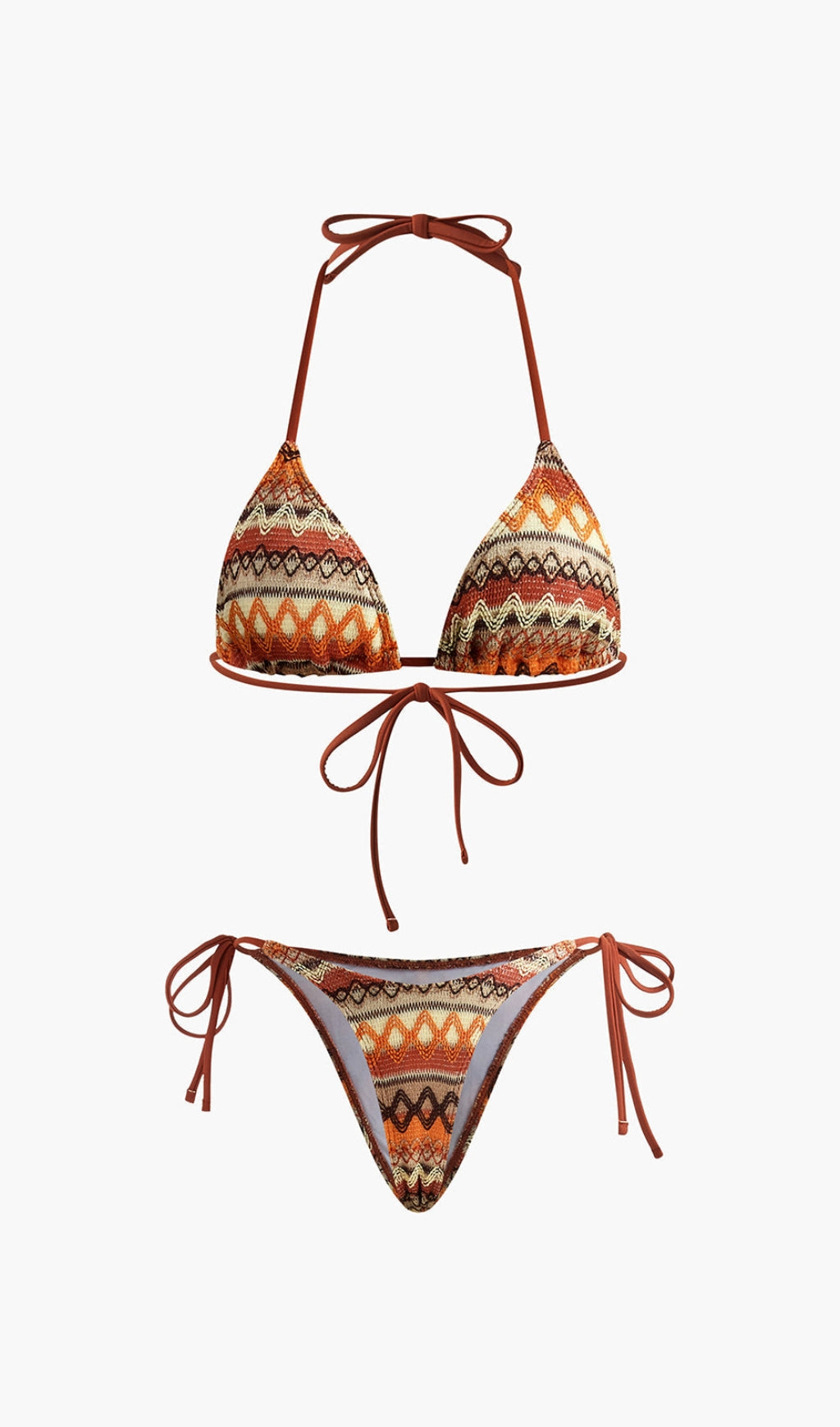 HALTER TRIANGLE KNIT BIKINI SET