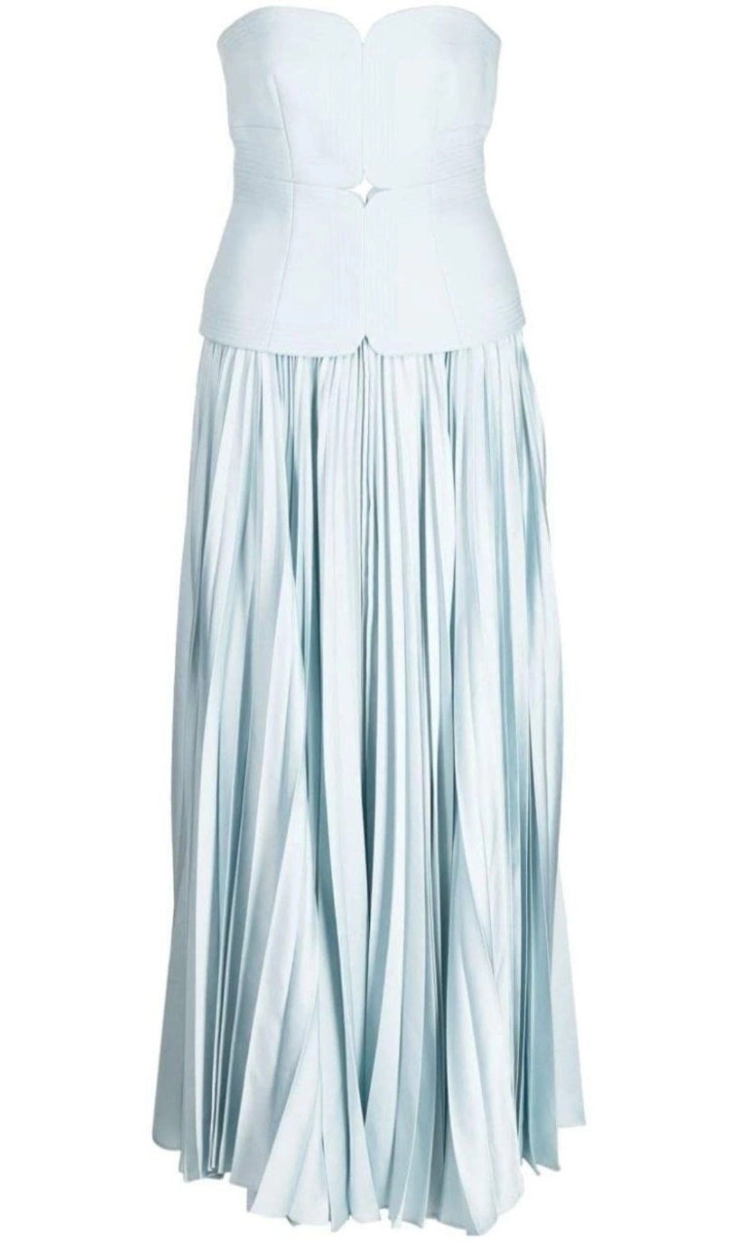 Schulterfreies, plissiertes Midikleid mit Herzausschnitt