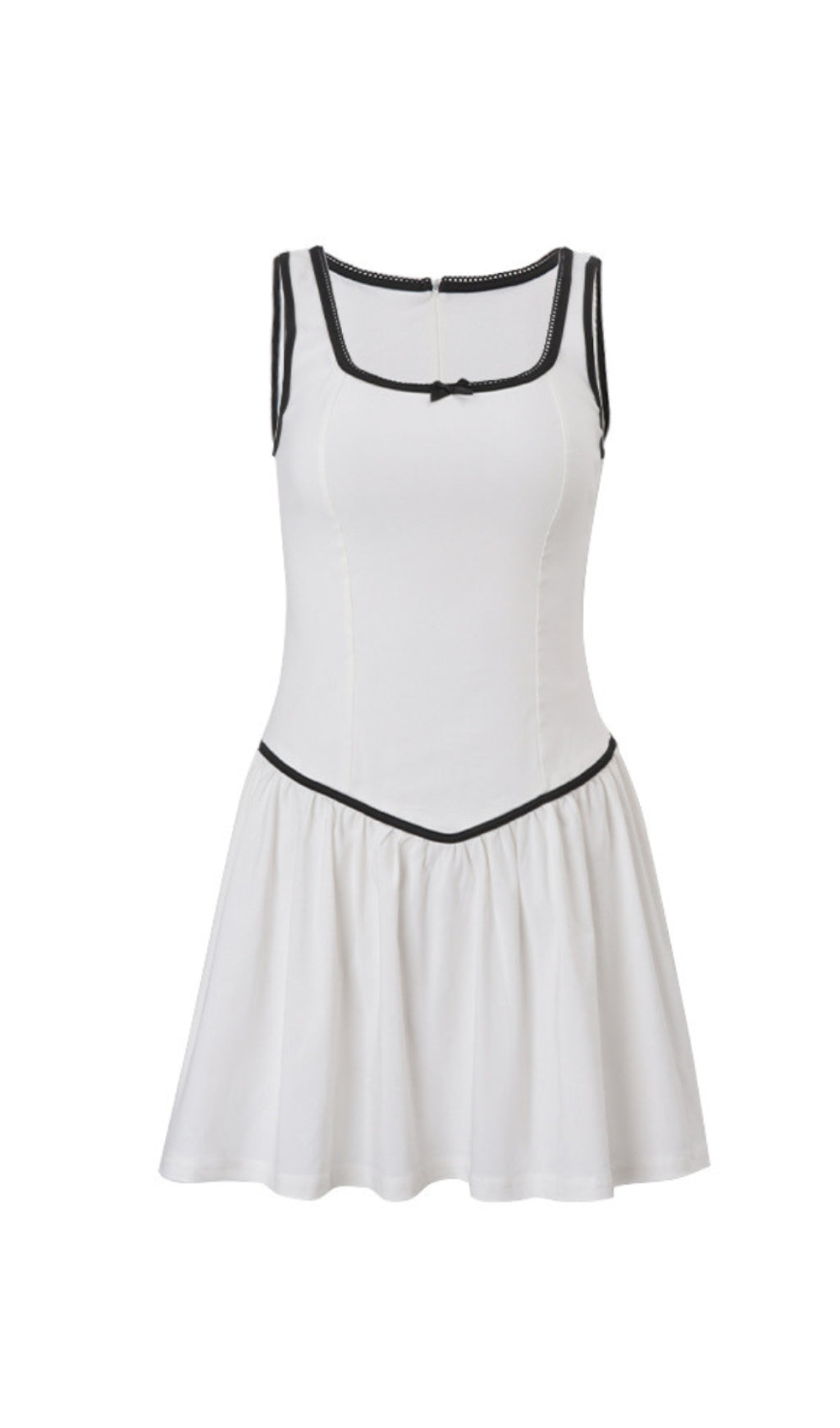 ABITO CORTO IRENE SENZA MANICHE CON VOLANT BIANCO