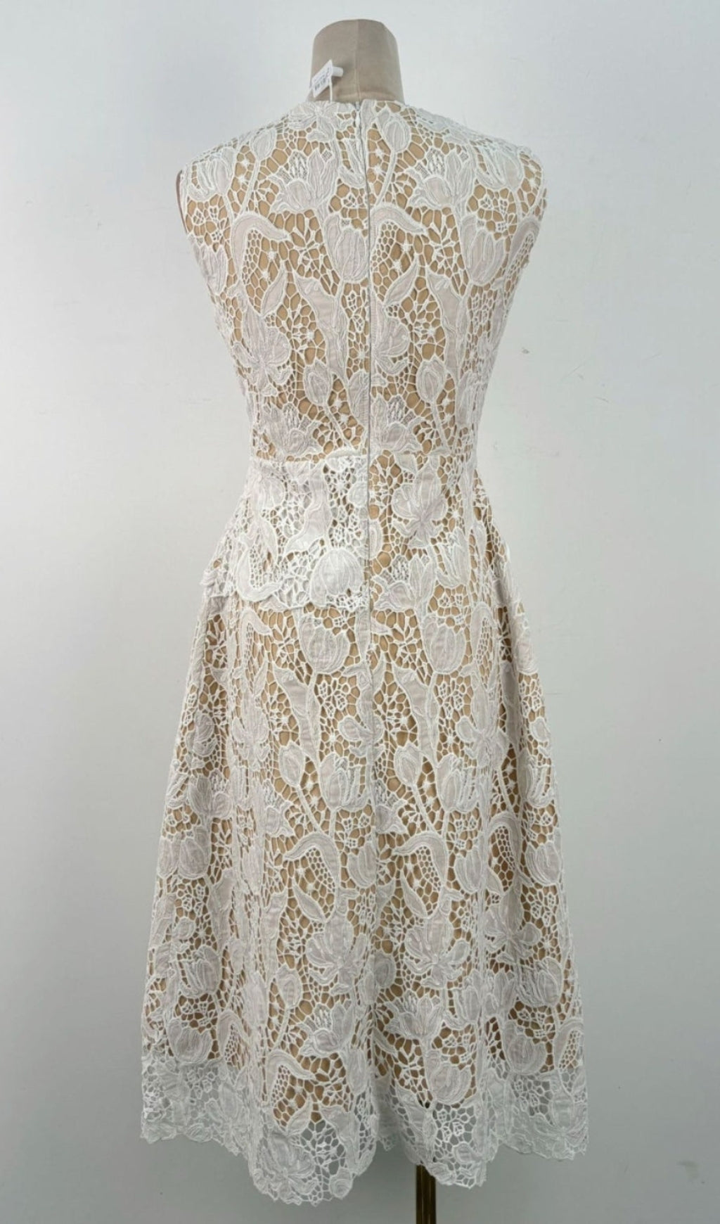 AIIZIE A-LINE JEWEL NECK LACE MIDI DRESS IN WHITE - product image