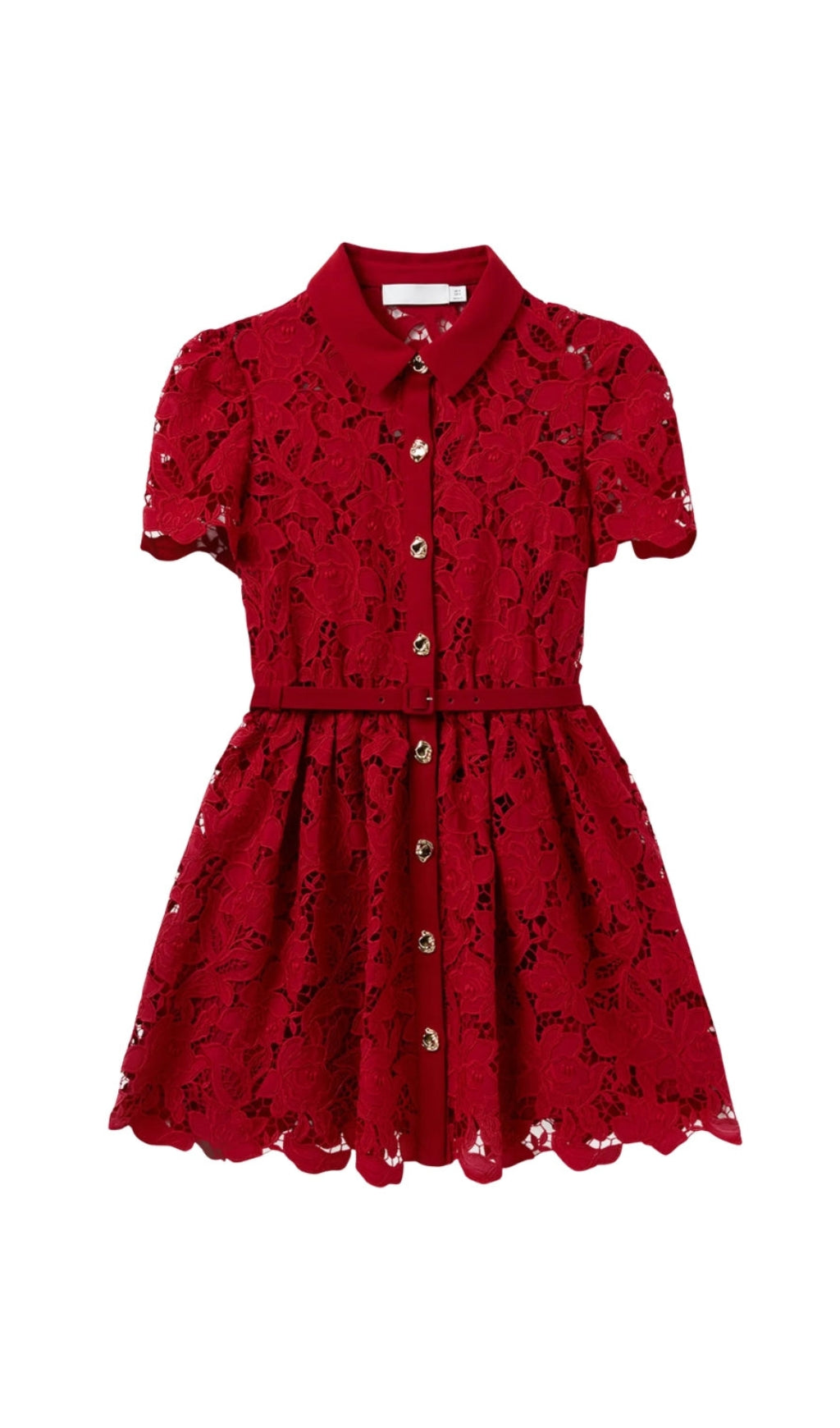 Burgunderrotes Minikleid mit Spitzenkragen