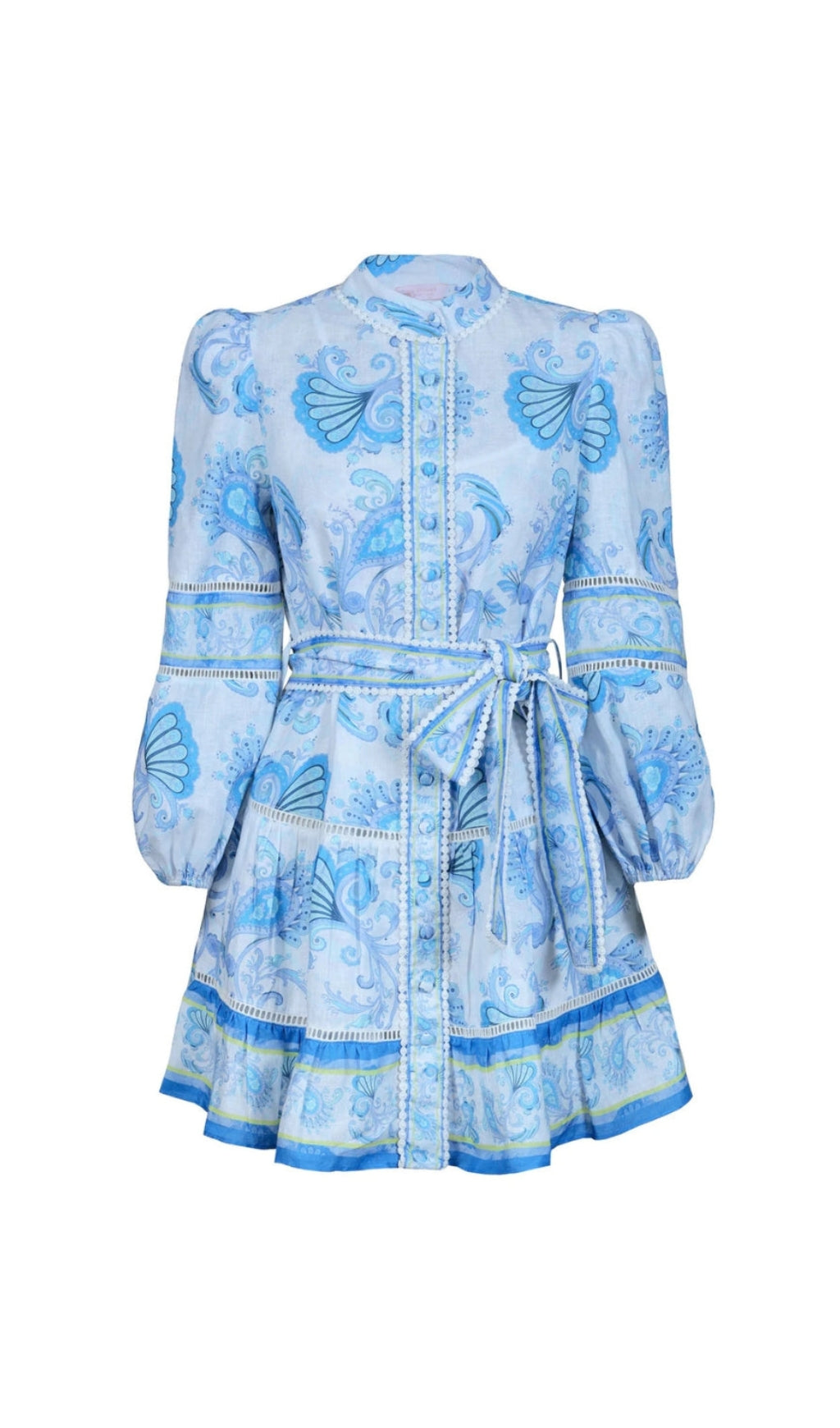 VICKY FLORAL PRINT PUFF SLEEVE MINI DRESS IN BLUE