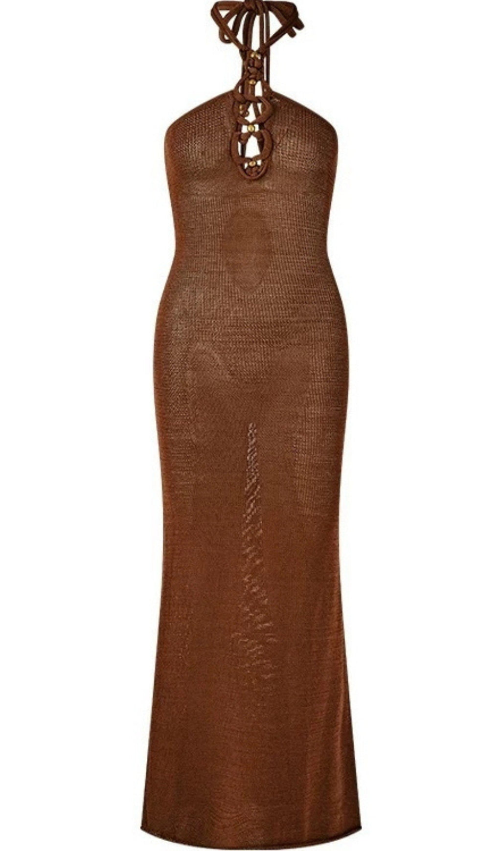 Neckholder-Maxikleid aus Strick