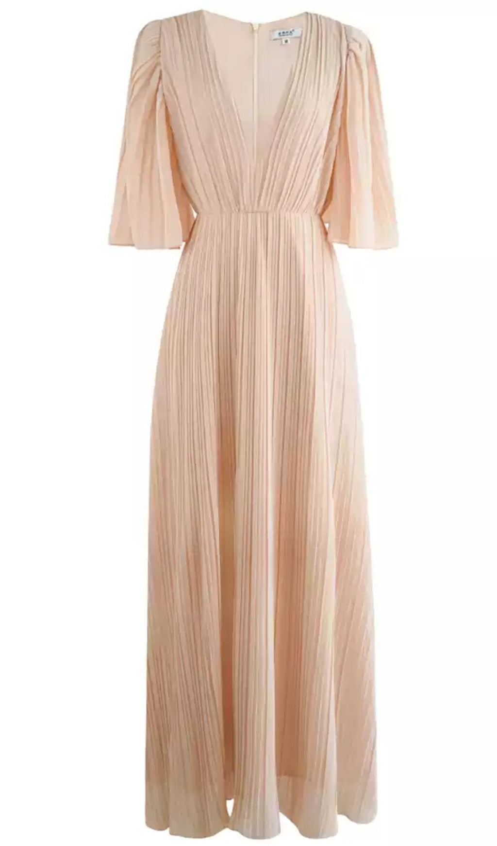 LOTUS ROOT ELEGANT V - NECK PLEATE MAXI DRESS