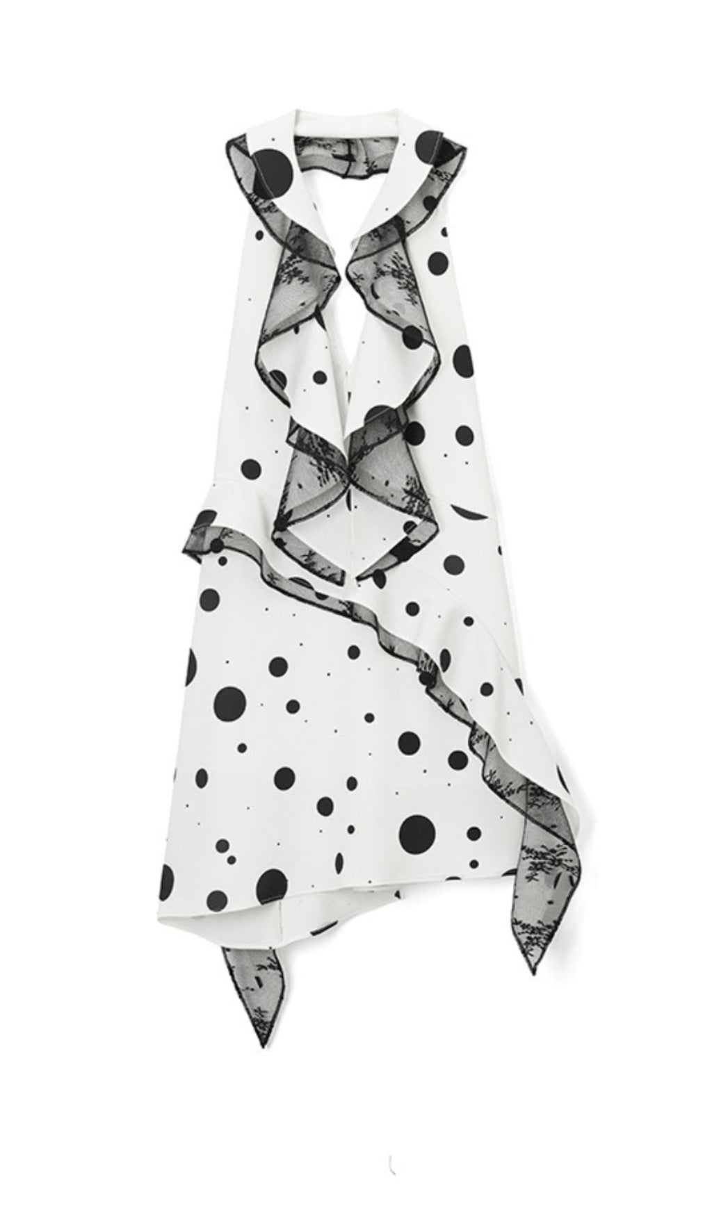 PHOENIX RUFFLED POLKA DOT BACKLESS MINI DRESS IN WHITE