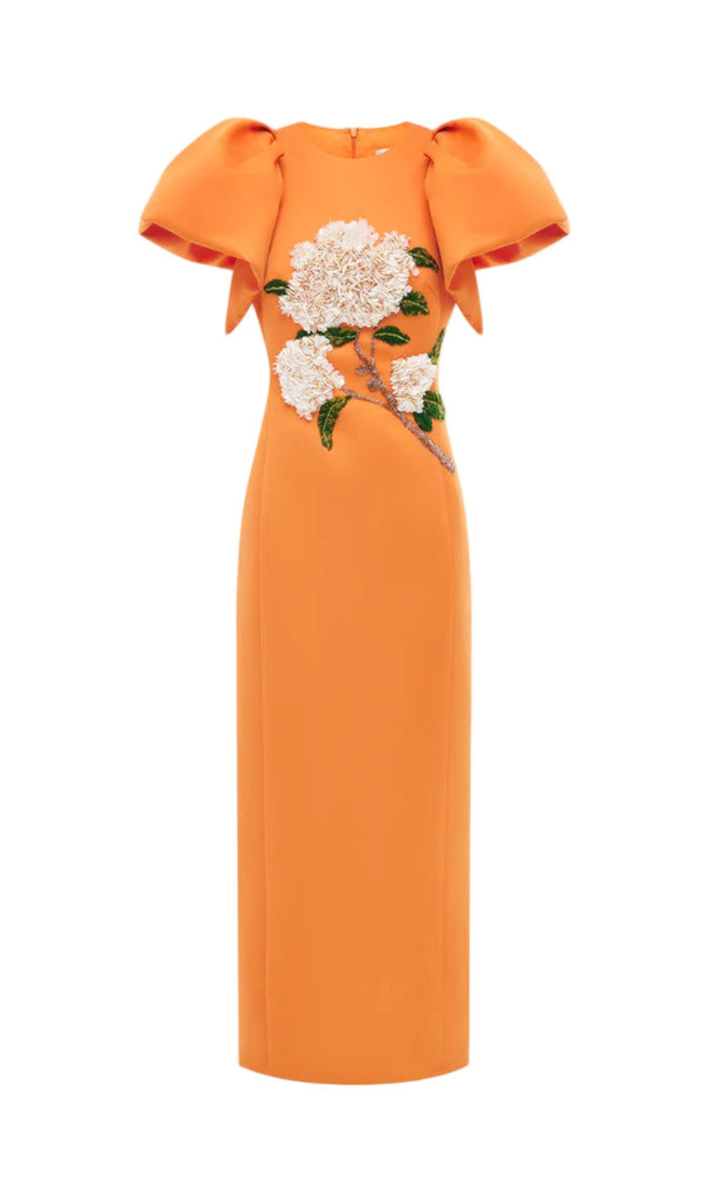EDWINA EMBELLISHED MAXI DRESS HYDRANGEA PRINT IN TANGERINE