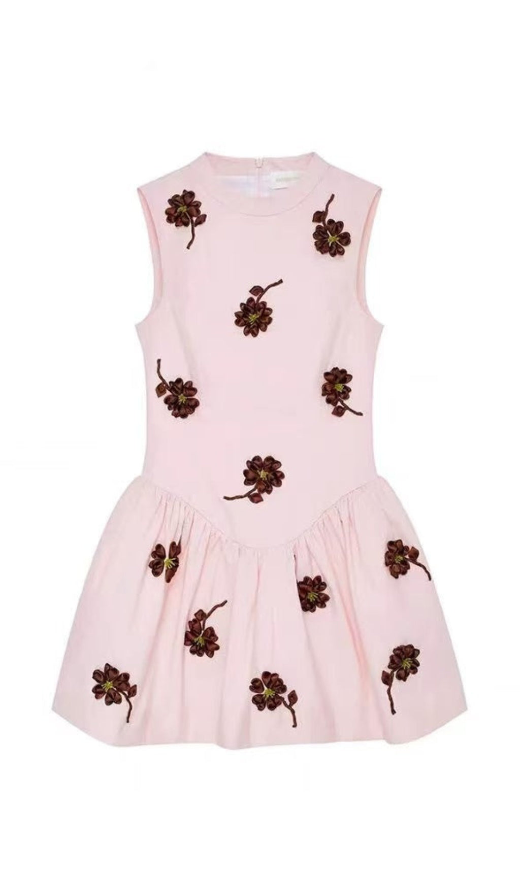 Vivien – Puffiges Minikleid mit Blumenverzierung in Rosa