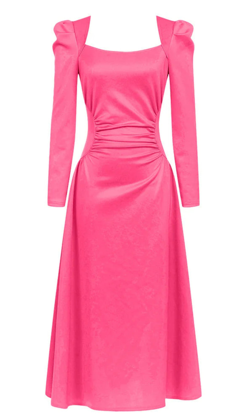 Plissiertes Maxikleid mit quadratischem Ausschnitt in Rosa