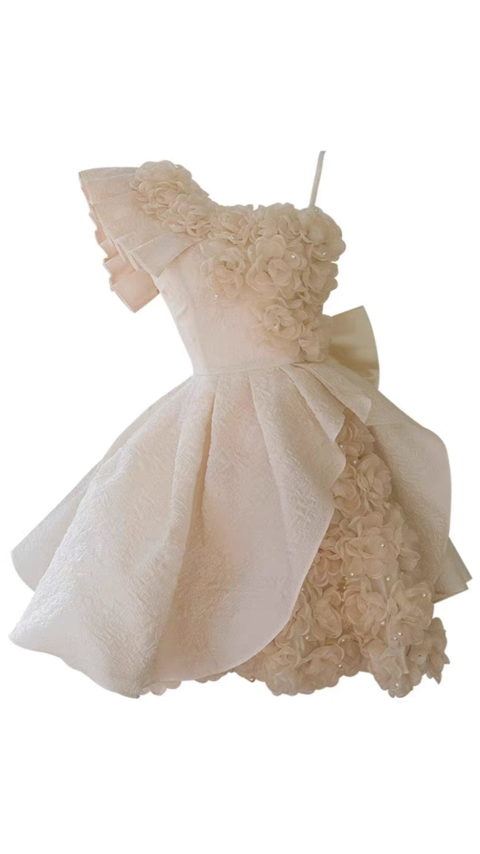 FLOWER MINI DRESS IN BEIGE