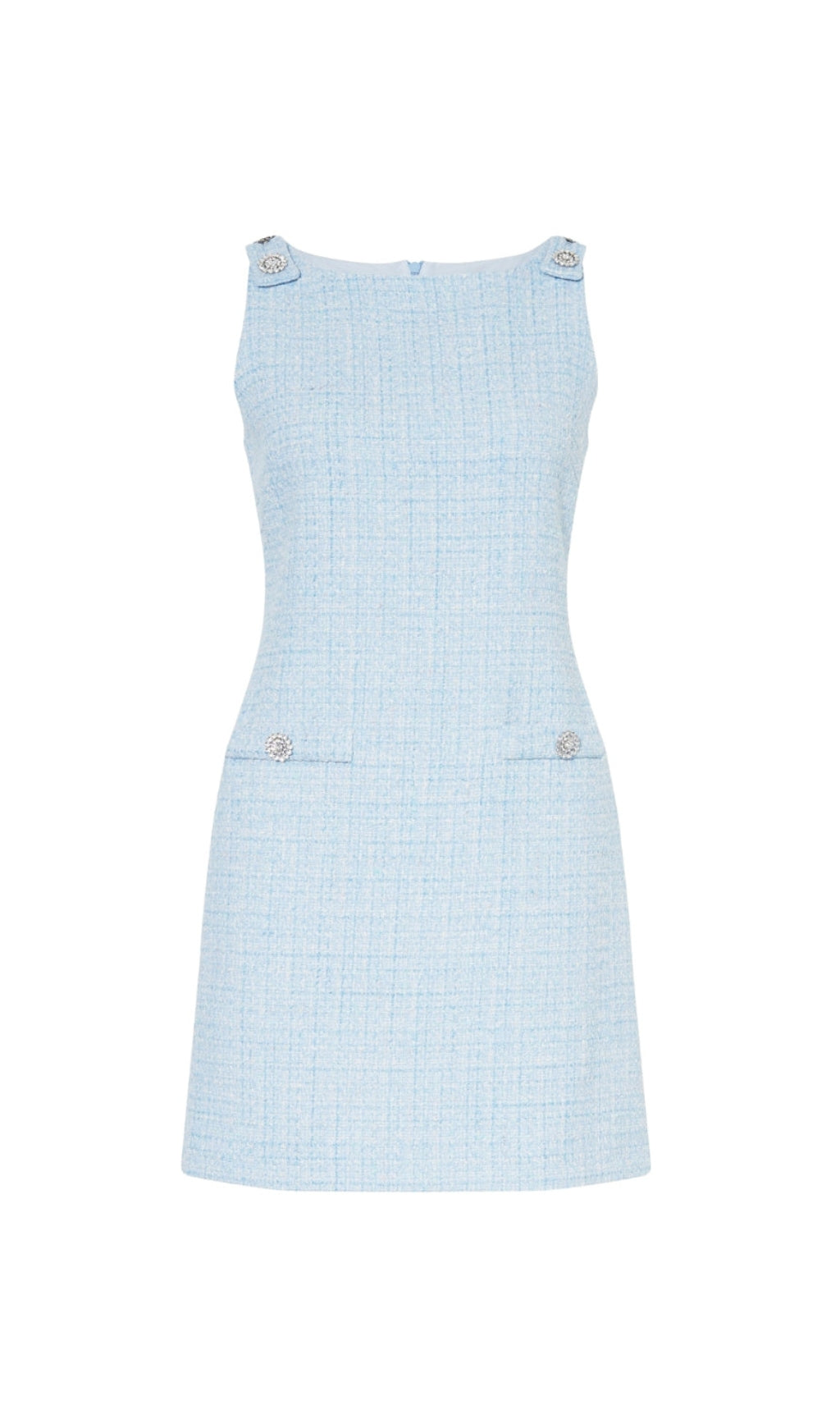 MINI ABITO IN TWEED CON SCOLLO ALL'AMERICANA BLU