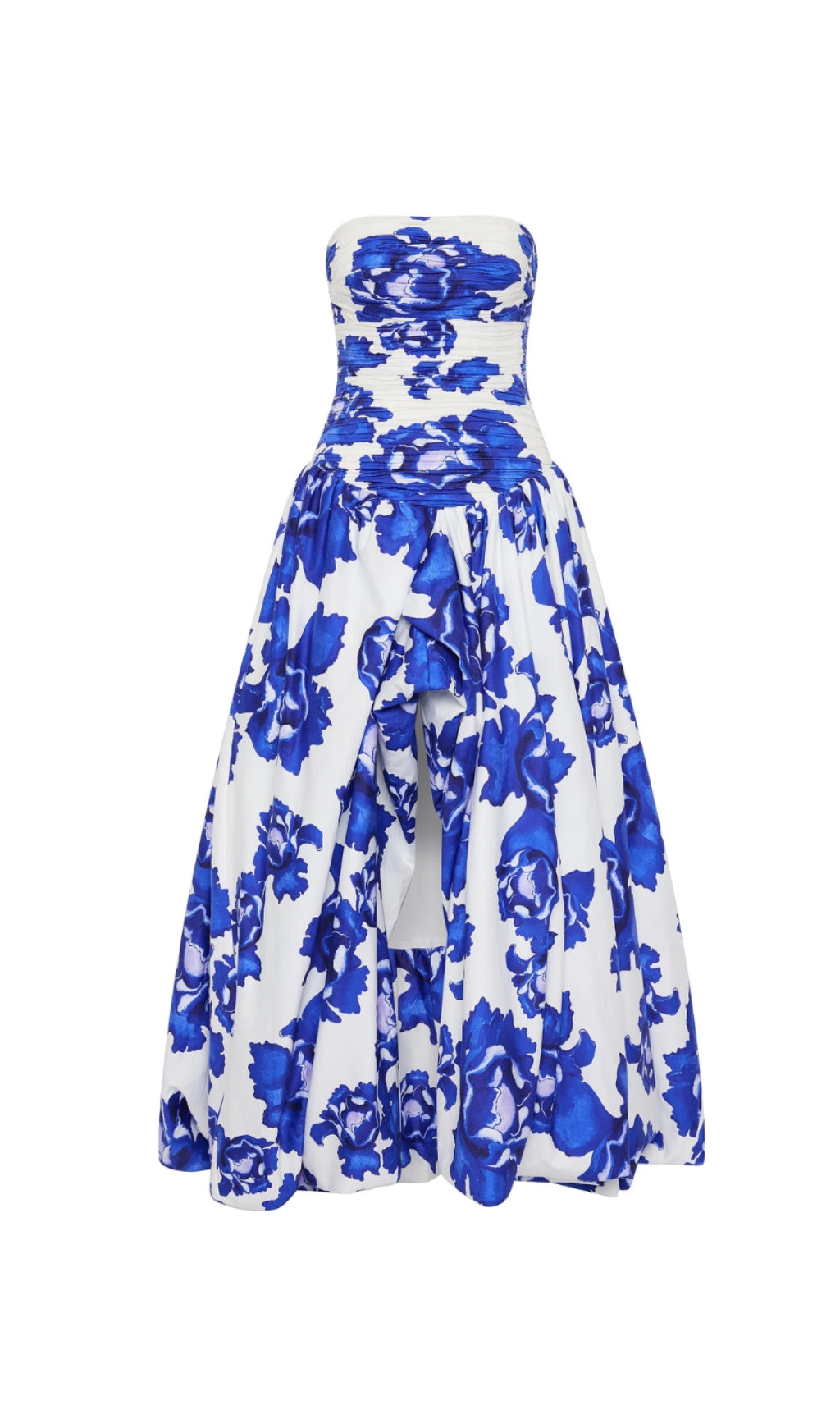 ABITO LUNGO CON ORLO A BOLLA NANCY VIOLETTE IN COBALTO