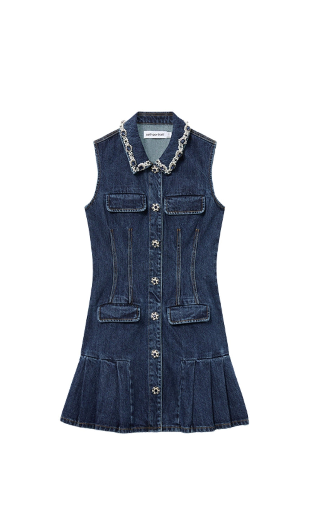 BLUE DENIM SLEEVELESS MINI DRESS
