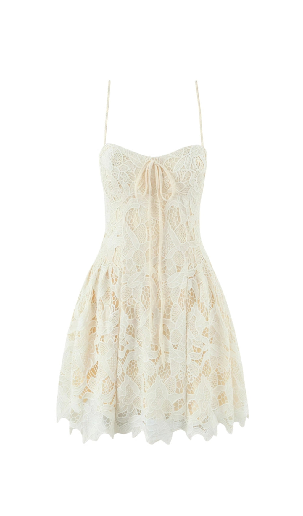 LACE HOLLOW SLEEVELESS MINI DRESS IN YELLOW