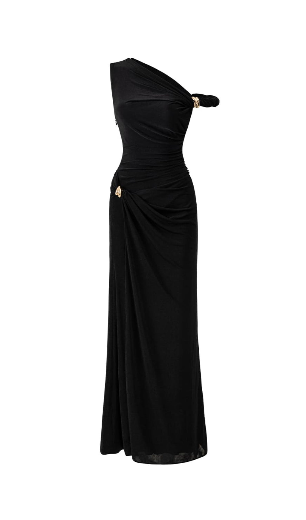 DELINE SHEATH GATHERED SPANDEX ANKLE LENGTH DRESS