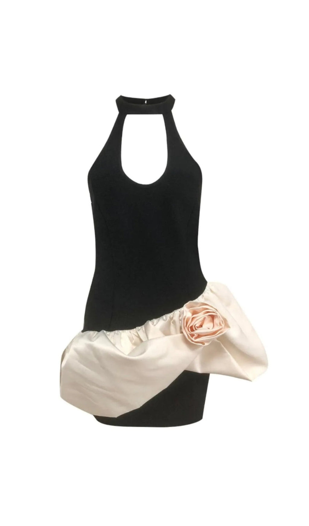 LYUBA 3D FLOWER CONTRAST COLOR BANDAGE MINI DRESS