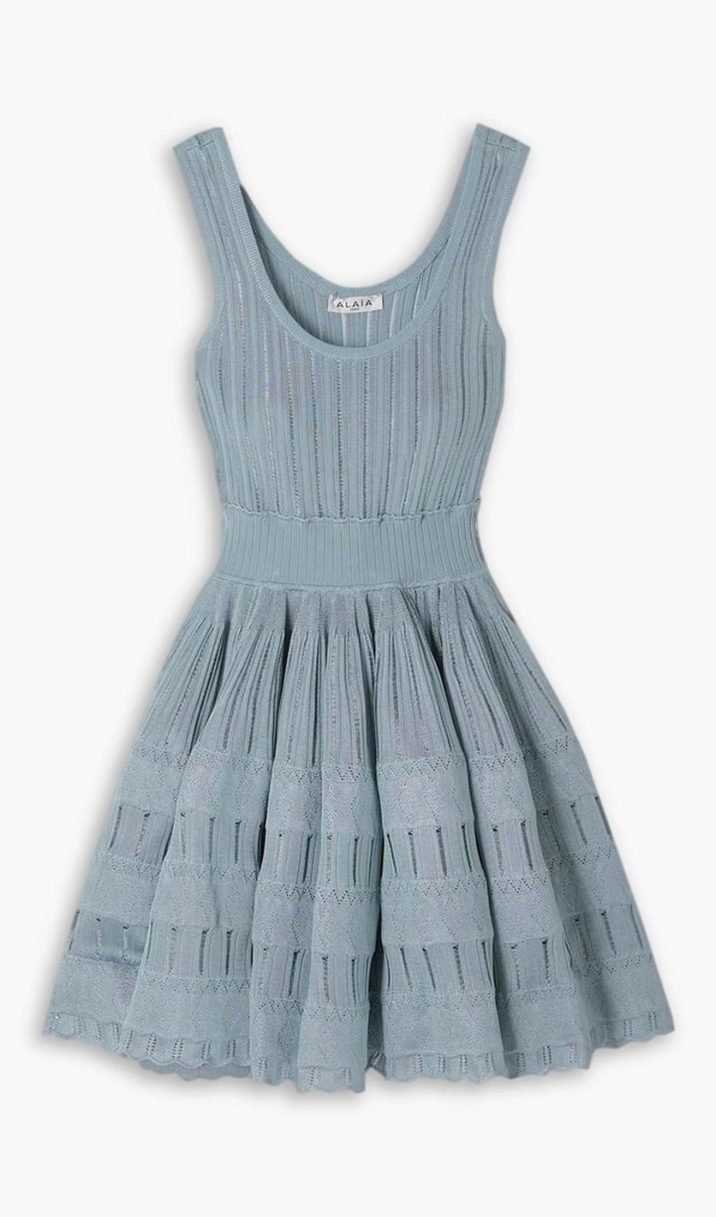 mini abito in maglia traforata a coste blu