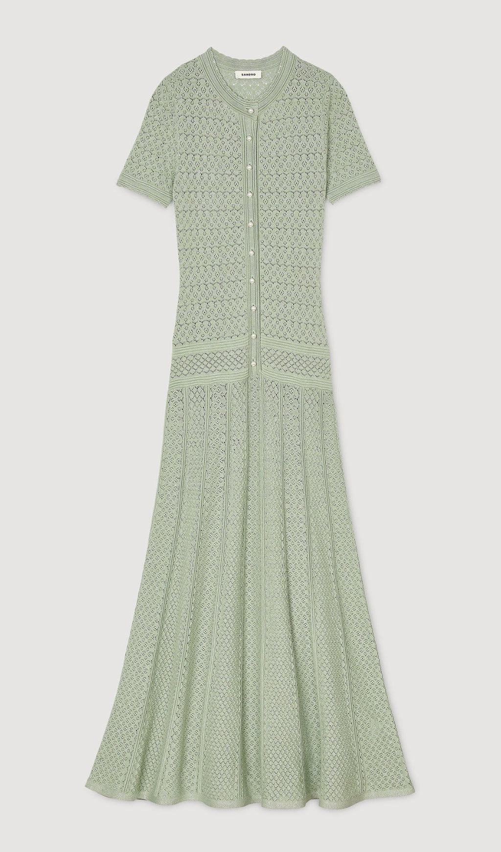 Yvonne – Maxikleid aus Hohlstrick in Mandelgrün